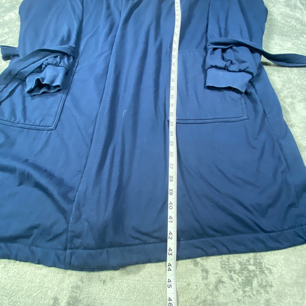 Dude Robe Bath Robe Blue 2XL 3X Cotton Blend Hooded Belt Terry Cloth Long Sleeve - Picture 5 of 7